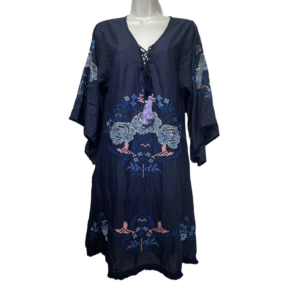 Anthropologie Ruby Yaya luna rose Blue beaded embroidered dress size XS